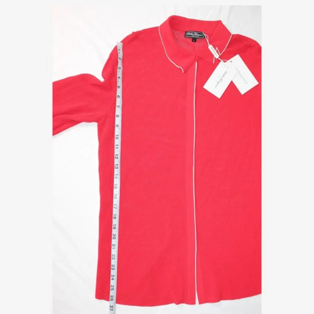 $1750 MEN'S NEW W/TAGS Salvatore Ferragamo Mesh Red White Cardigan Size L